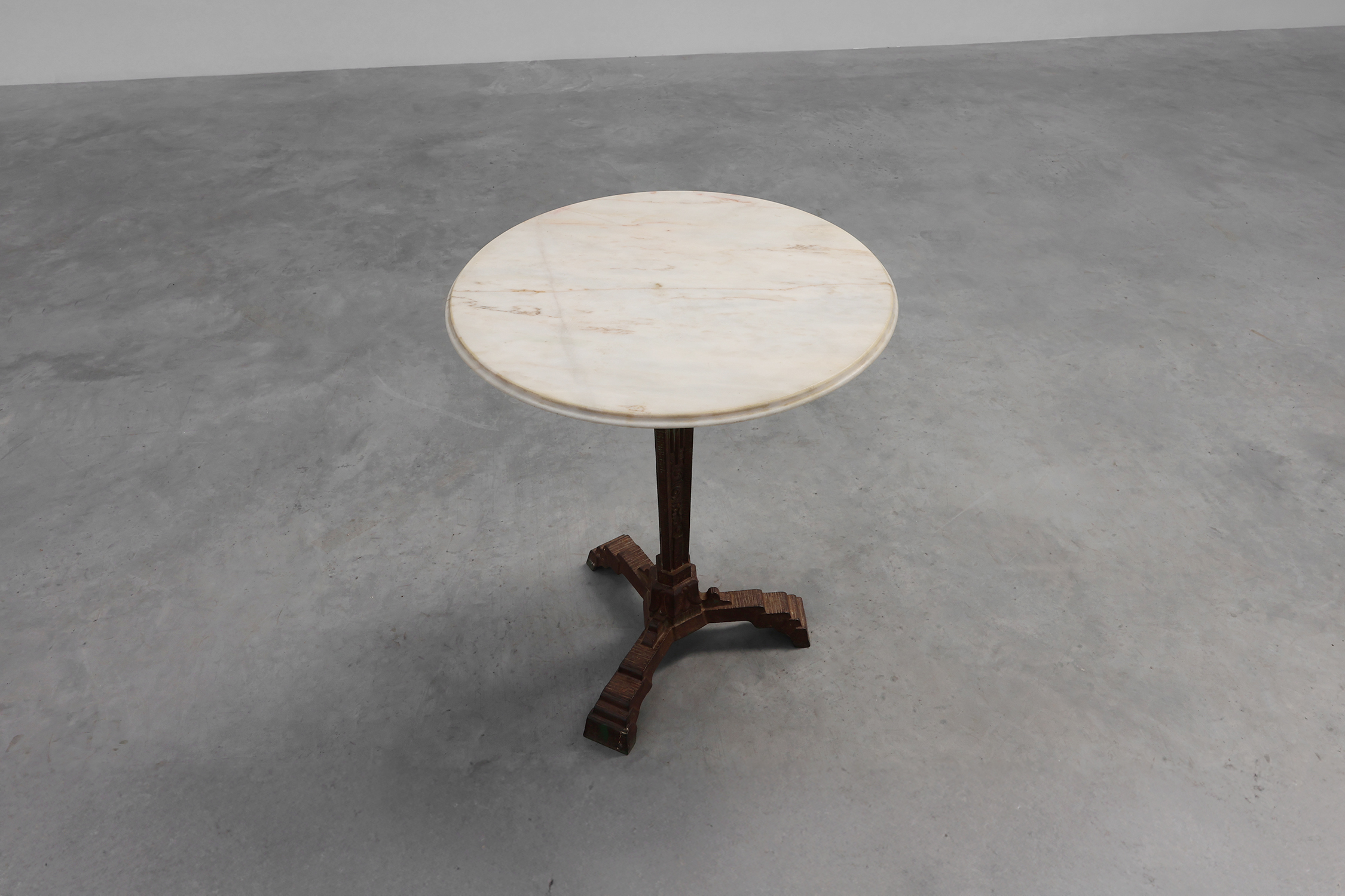 Art Deco bistro table in cast iron with marble top, France ca. 1925thumbnail